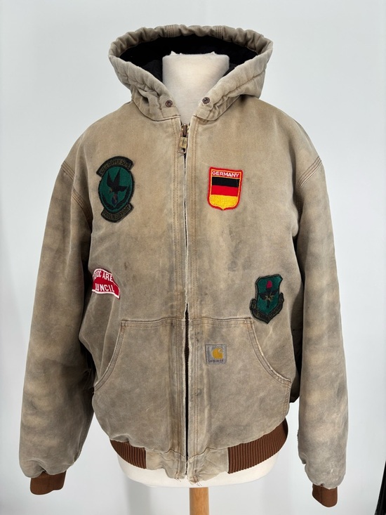 Carhartt Other - Vintage Carhartt J140 Quilted Flannel Lined Jacket Distressed Custom VTG Patches